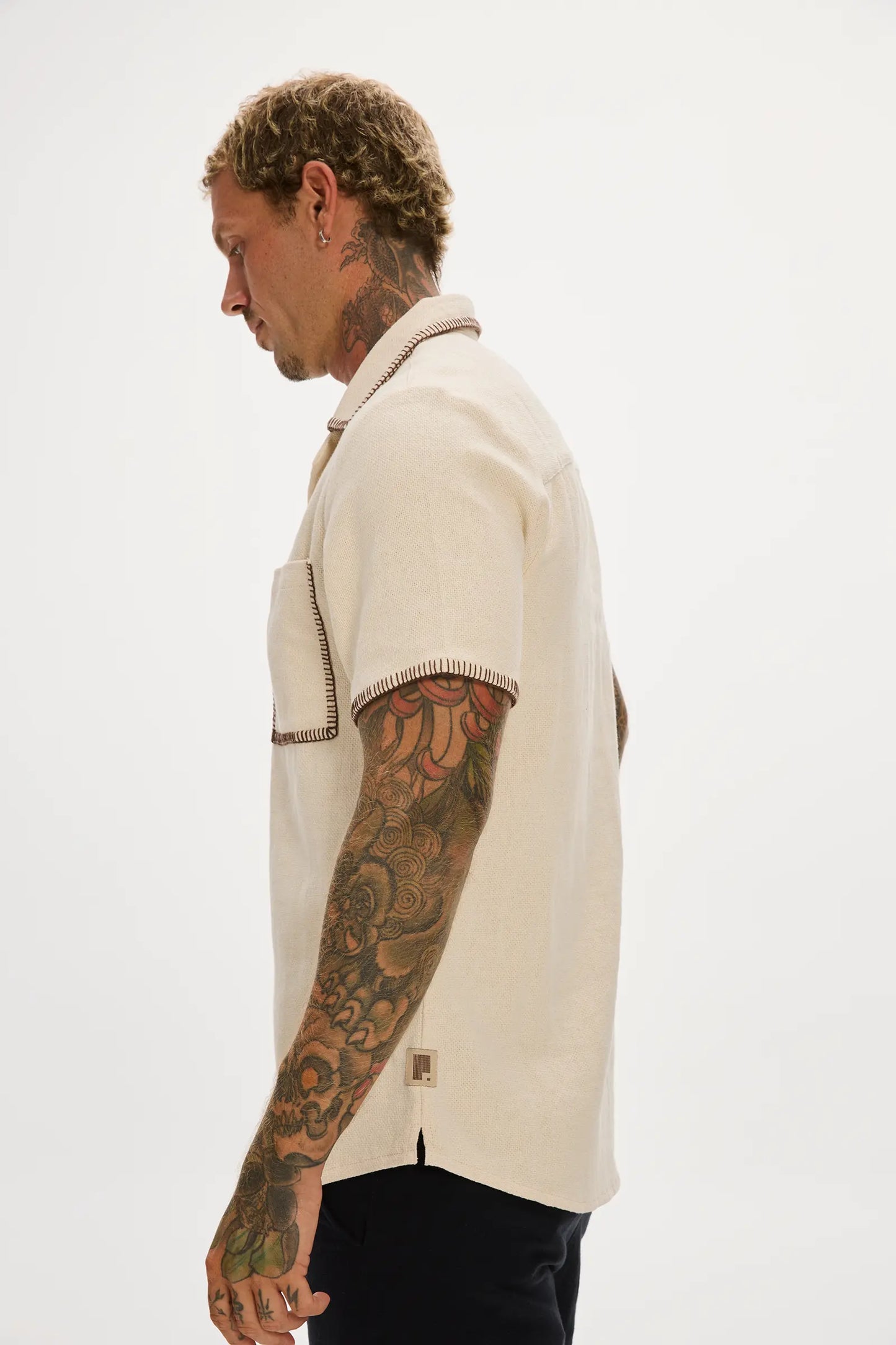 Blanket Stitch Shirt Cream