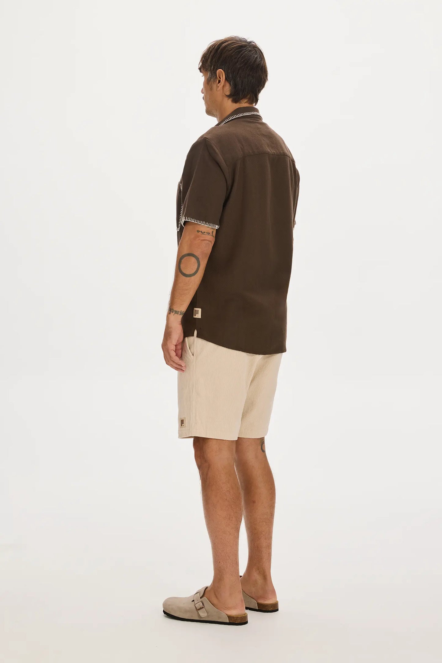 Blanket Stitch Shirt Brown