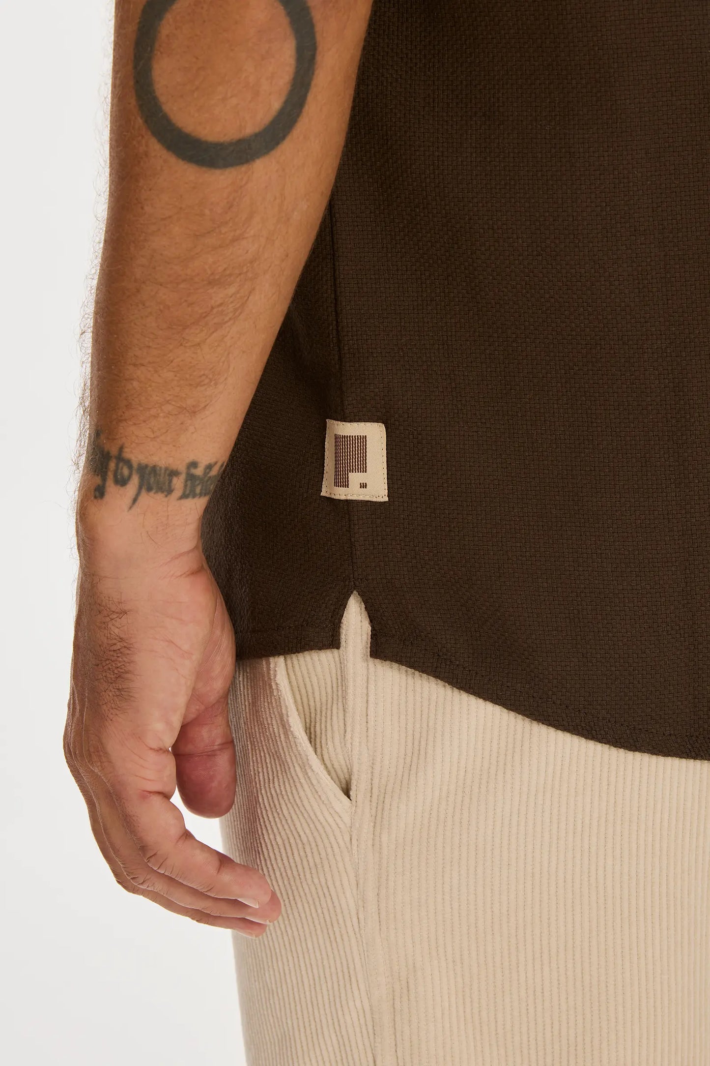 Blanket Stitch Shirt Brown